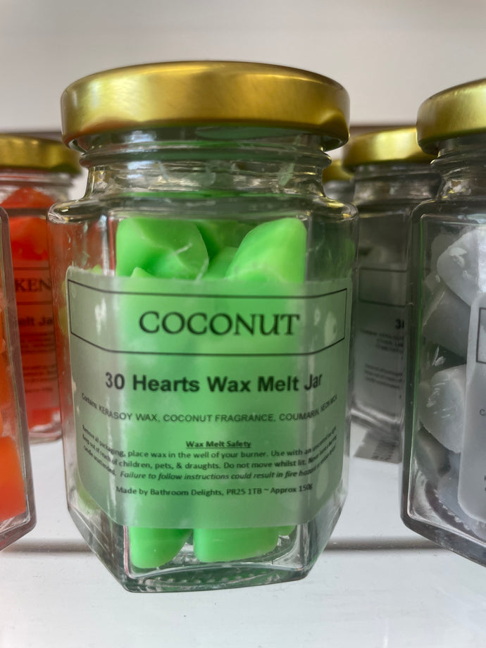 Coconut 30 Mini Heart Wax Melts Jar